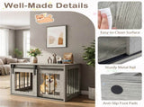 31.5" Dog Crate Furniture with Sliding Barn Door, Wooden Dog Kennel End Table for Indoor Use - Gray 01135326