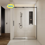 56-60"W x74"H Semi-Frame Single Sliding Shower Door,304 Stainless Steelin Matted black finish,5/16" W2965P277288