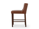 30.5 Inch Seat Height Bar Stool, Light Brown PU Upholstery with Back & Metal Footrest, Counter Stool 70678.00PUCOGN