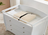 White 3-Tier Drawer Baby Cot with Safety Guard 90.5x58x92cm Wooden Baby Bed & Storage Combo 88025463