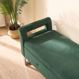 67.91"Wide Velvet Storage Soft Bench with Armrests for Living Room, Entryway and Bedroom. GREEN 02294187