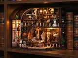 MUSIC PARK 3d wooden puzzle for adults Bacchus Study book nook with lights model kit dollhouse DIY 52414422