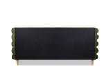 Stockholm Modern Wavy Headboard Platform Bed, King, Olive Green Performance Velvet B2719P238207