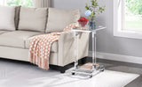 Chrome Glass Side Table, Acrylic End Table, Glass Top C Shape Square Table with Metal Base for W82153573