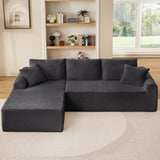 Full-Compression Chaise Lounge Set Modular Corduroy Sectional with Arched Armrests, Non-Slip Base, W2606P323728