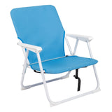 ZUN 56*60*63cm Load-Bearing 100kg Blue Oxford Cloth White Iron Frame Beach Chair 70107311