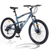 ZUN 26 inch Mountain Bike 21-Speed Dual Suspension Aluminum Alloy Frame For Men and Women's Bike W1019P179700