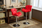 ZUN Glasgow Contemporary Tufted Adjustable Height Hidraulic Bar Stools, Set of 2, Red T2574P164867