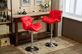 ZUN Glasgow Contemporary Tufted Adjustable Height Hidraulic Bar Stools, Set of 2, Red T2574P164867