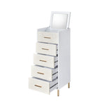 ZUN White, Champagne and Gold 4-drawer Jewelry Armoire with Lift-top B062P185656