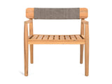 CREATIVE BRAIDED ACACIA WOOD OUTDOOR DINING CHAIRS WITH ARMRESTS, SUITABLE FOR OUTDOOR DINING AND N770P269704G