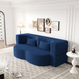 Modern Floor Sofa with 2 Pillows,Convertible Teddy Fabric Foam-Filled Sleeper Sofa Bed,15" Full Size 10423071