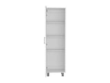 Storage Cabinet 71" H, Four Internal Shelves, Three Broom Hangers, White B097133209