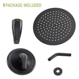 10" Round Rain Shower Head Systems with Waterfall Tub Spout, Matte black,Wall Mounted shower W1243134150