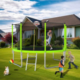 ZUN 12FT Trampoline Green for Kids & Adults with Basketball Hoop and Ball ,Recreational Trampolines with K1163139545