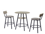 Round bar stool set with shelf, upholstered stool with backrest Grey, 23.62'' W x 23.62'' D x 84811202