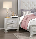 Classic Luxury Pearl White Finish Nightstand of 2x Drawers Wooden Bedroom Furniture 1pc, Dart B011P242371
