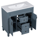 ZUN 36'' Bathroom Vanity with Top Sink, Modern Bathroom Storage Cabinet with 2 Soft Closing Doors and 2 97413258