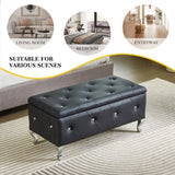 Upholstered Storage Ottoman Bench For Bedroom End Of Bed Faux Leather Rectangular Storage Benches W2268P146691
