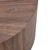 Simple deep walnut cylindrical coffee table, 27.5-inch diameter x 12 inch height,MDF material living W1151P291410