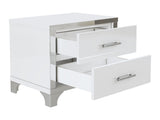 Elegant High Gloss Nightstand with Metal Handle,Mirrored Bedside Table with 2 Drawers for 20717890