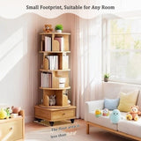 5 Tier Rotating Bookshelf, 360&deg Display Round Spinning Bookshelf with Wheels,-Saving, Small 82303381