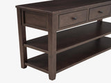 Retro Design Console Table with Two Open Shelves, Pine Solid Wood Frame and Legs for Living Room 20760621