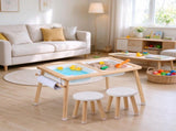 Toddler Sensory Table and Chairs Set with 2 Stools, 2 Storage Bins & Paper Roll Holder, 77839634