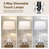 Glass Table Lamp for Living Room Bedroom Set of 2, 22.5" LED Light with Touch Control, White 3 Way W3355P337852
