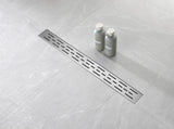 30 Inch Linear Shower Drain with Removable Brick Patterned Grate Cover, 304 Stainless Steel Shower 90260495