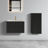 U056-Etna24W-308 Etna 24" Striped Brushed Black Oak Floating Bathroom Vanity with White Ceramic W1865P218038