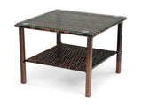 Square double layer glass table top brown gradient rattan side table 83252345