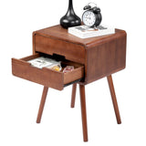 Wood Nightstand End Side Table with Drawer & Solid Wood Legs for Living Room, Bedroom 55985215