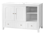 Without Basin White MDF spray paint double door double drawer with decorative strips bathroom 20663025