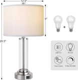 ZUN Touch Control Table Lamps Set of 2 with USB Ports, 3-Way Dimmable Bedside Lamp for Living Room T3146P272427