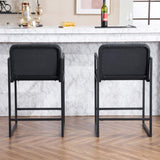 ZUN Set of 2,Modern Upholstered Counter Height Bar Stool with Armrests, Metal Frame and Padded Seat, W1901P225274