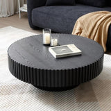 ZUN BLACK MDF coffee table 39.37inch Modern Handcraft Drum Coffee Table Round Wood Coffee Table for W876P188695