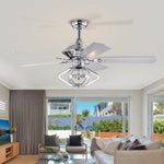 ZUN 52" Dual Wood 5-Blade Crystal Ceiling Fan with Remote W1592P154303