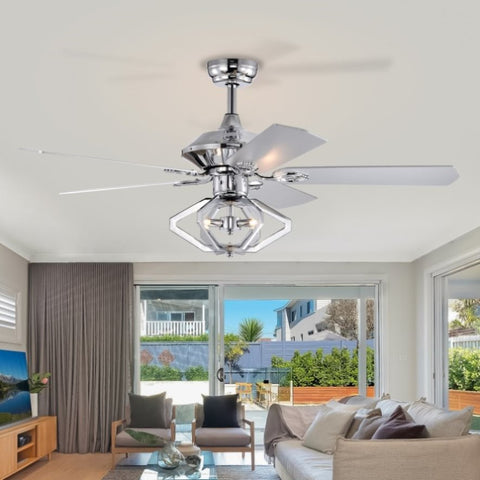 ZUN 52" Dual Wood 5-Blade Crystal Ceiling Fan with Remote W1592P154303