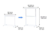 2-Shelf Garment Drying Clothes Rack - Adjustable Height, Locking Wheels, Metal, Silver/White 87312937