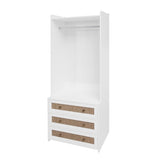 Wardrobe with 3 Drawers High Wardrobe Armoire With Rattan For Living Room, Bedroom Organizer W688P266052