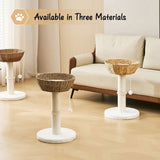 Handwoven Cat Tree Tower - Natural Material Cat Condo with Nest Basket Bed, Cotton Scratching Post, 23226975