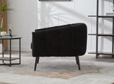 29.9'' Modern Upholstered Chenille Vanity Barrel Accent with Metal Legs, Channel Tufted Lounge W3118P328900