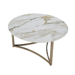 ZUN ACME Aziz Coffee Table, Sintered Stone Top & Champagne Finish LV02825