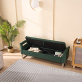 67.91"Wide Velvet Storage Soft Bench with Armrests for Living Room, Entryway and Bedroom. GREEN 02294187