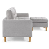 ZUN 87 Inches Wide Modern Convertible Sofa & Chaise, L Shaped Tufted Fabric Couch, Reversible B082111420