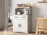 Wooden Kitchen Cabinet White Pantry Storage Microwave Cabinet with Storage Drawer W40953988
