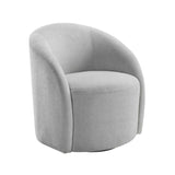 Light Gray Boucle Swivel Barrel Chair 1pc Solid Wood Durable Contemporary Living Room Furniture B011P305081