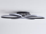 23 inch Modern LED Ceiling Light, 6 Rings Flower Flush Mount Light Fixture with Remote Control Black W5008P467008