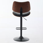 ZUN Walnut Bentwood Bar Stools Mid Century Modern Adjustable Counter Height Black Leather Upholstered W1143P173514